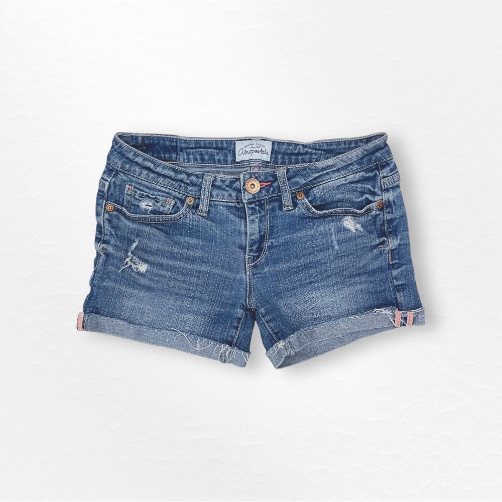 Aeropostale Cuffed Distressed Denim Shorts